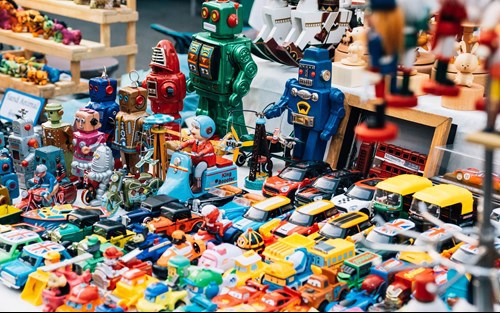 Selection of toys on a stall