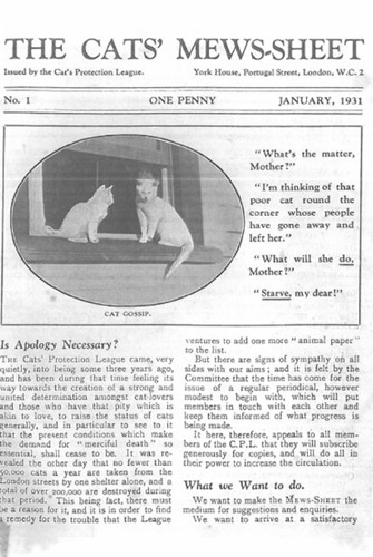 The Cats' Mewsheet January 1931 cover
