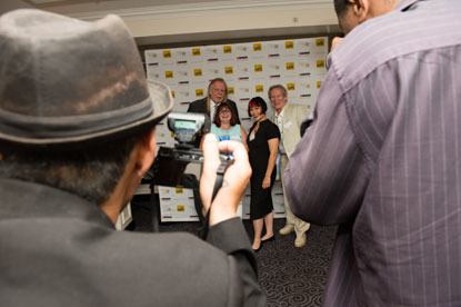 Celebrity judges being photographed at Cats Protection's National Cat Awards