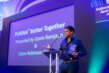 Gavin Ramjaun presenting the Purina Better Together Award at the National Cat Awards 2018
