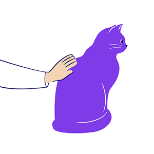 Illustration of a hand on a cat’s back whilst they are ideal weight