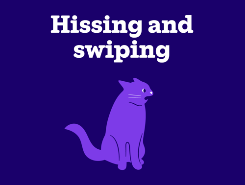 An illustration of a cat hissing