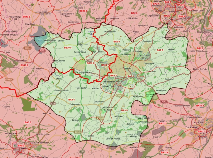 Midsomer and Radstock area coverage map